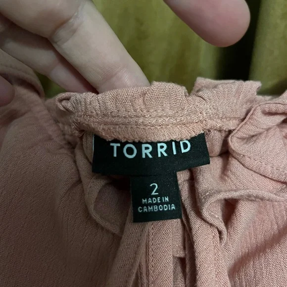 Torrid 2 Dusty Rose/Pink Ruffled Midi Dress - Picture 3 of 5